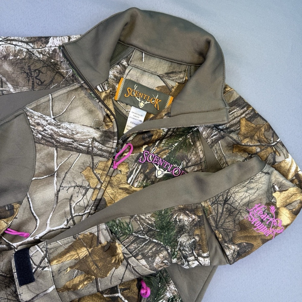 Scent-Lok Women's Size XS‎ Camo "Heart Stopper" Hunting Full Zip Pockets EUC